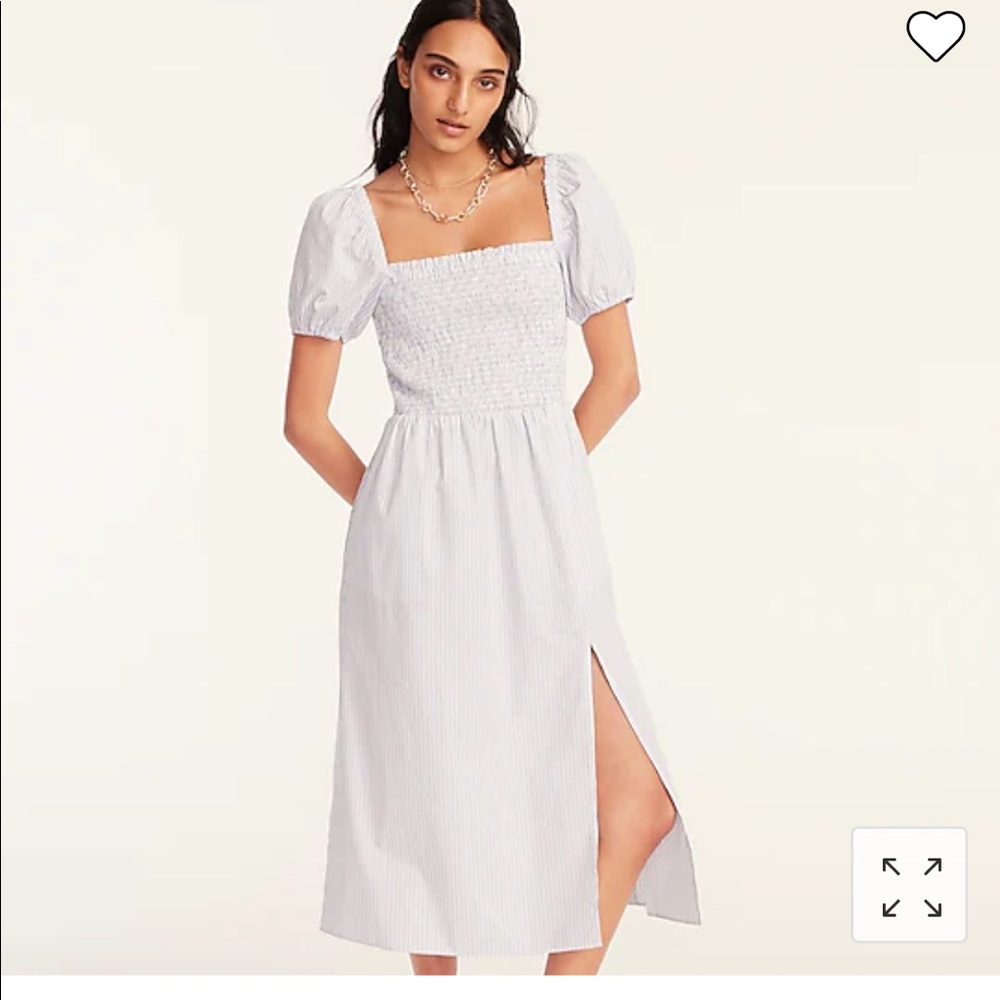 Jcrew puff sleeve striped smock dress